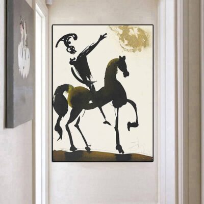 Salvador Dali Abstract Equestrian Warrior Oil Painting on Canvas Posters and Prints Wall Art Pictures for Living Room Home Decor