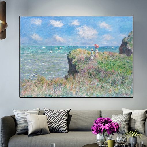 Impression Claude Monet Clifftop Walk at Pourville Cuadros Oil Painting on Canvas Poster Prints on Wall Picture for home decor