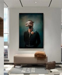 Earl of the Goat Classical Canvas Paintings On the Wall Art Posters And Prints Mr. Goat In a Suit Canvas Picture Home Wall Decor