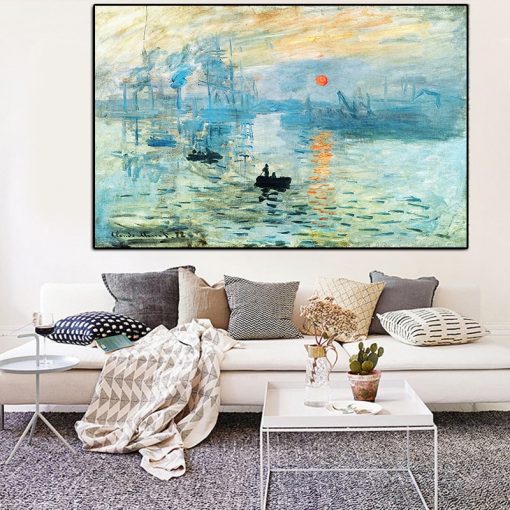 Classicial Claude Monet Impression Sunrise Famous Landscape Cuadros Oil Painting on Canvas Art Poster Print Wall Picture Decor