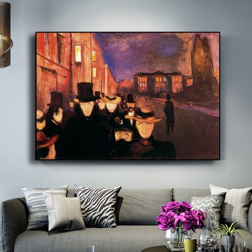 Edvard Munch Carl John Street At Night Abstract Oil Painting on Canvas Posters and Prints Wall Art Picture for Living Room decor
