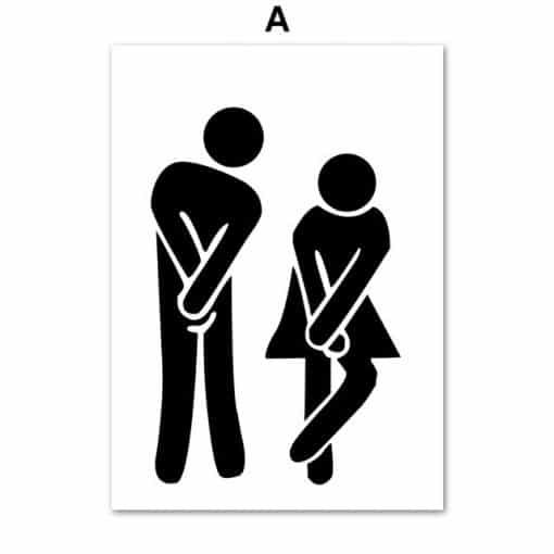 Modern Wall Art of Funny Boy and Girl WC Sign Printed on Canvas