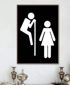 Modern Wall Art of Funny Boy and Girl WC Sign Printed on Canvas