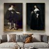 Marten Soolmans and Oopjen Coppit wedding Made by Rembrandt Van Rijn, Famous Painting print on Canvas Wall Art Portrait Pictures