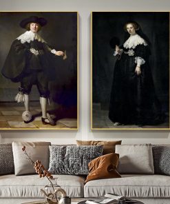 Marten Soolmans and Oopjen Coppit wedding Made by Rembrandt Van Rijn, Famous Painting print on Canvas Wall Art Portrait Pictures