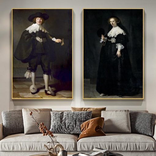Marten Soolmans and Oopjen Coppit Wedding Painting by Rembrandt Printed on Canvas