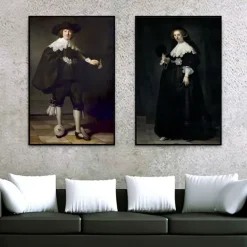 Marten Soolmans and Oopjen Coppit Wedding Painting by Rembrandt Printed on Canvas
