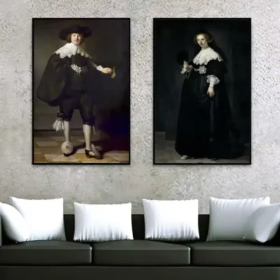 Marten Soolmans and Oopjen Coppit Wedding Painting by Rembrandt Printed on Canvas