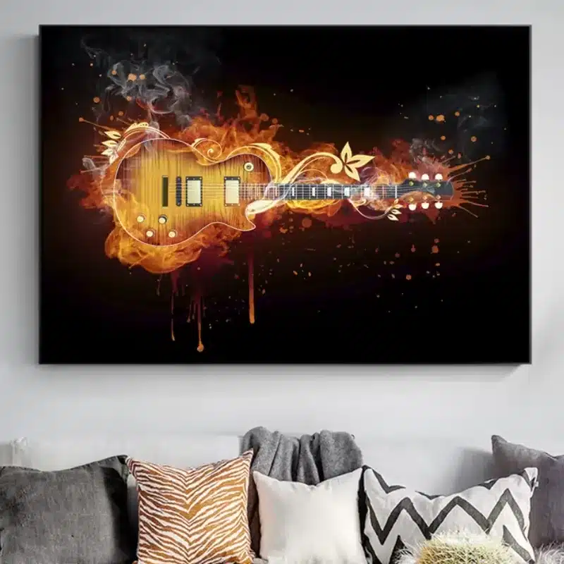 Modern Abstract Art Electric Guitar Oil Painting Printed on Canvas