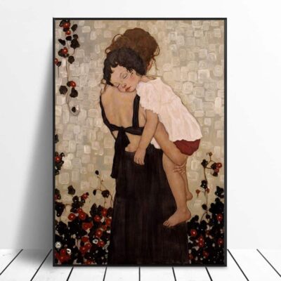 Mother and Child by Xi Pan Printed on Canvas