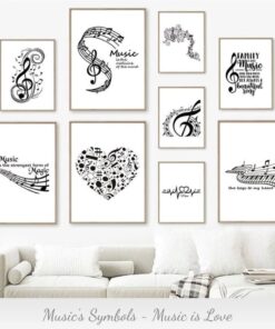 Music Symbol Treble and Bass Art Printed on Canvas