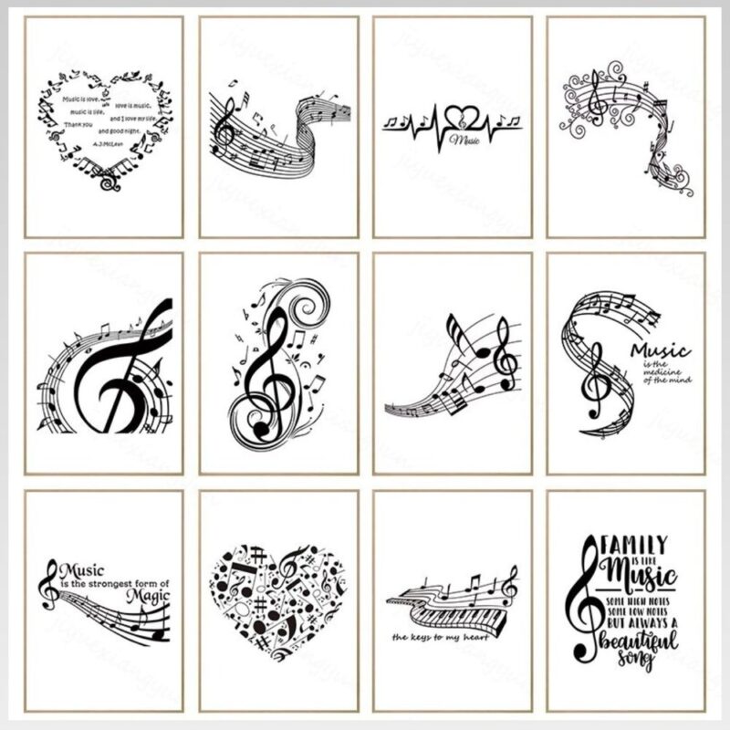 Music's Symbols Music is Love Printed on Canvas
