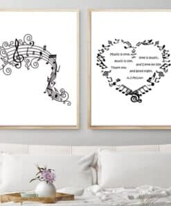 Musics Symbols Music is Love Printed on Canvas