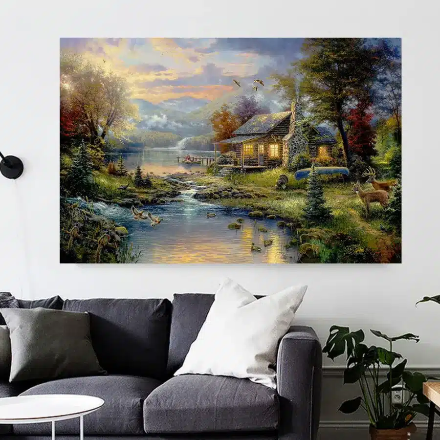 Natures Paradise Oil Painting by Thomas Kinkade Printed on Canvas