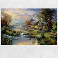 Natures Paradise Oil Painting by Thomas Kinkade Printed on Canvas - Image 4