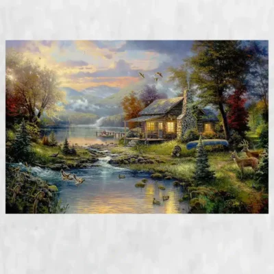Natures Paradise Oil Painting by Thomas Kinkade Printed on Canvas - Image 4