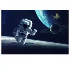 Our Solar System Earth Moon Sun Astronaut Galaxy Artwork Printed on Canvas - Image 11