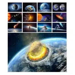 Our Solar System Earth Moon Sun Astronaut Galaxy Artwork Printed on Canvas