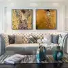 Portrait of Adele Bloch-Bauer and Lady With Fan by Gustav Klimt Printed on Canvas