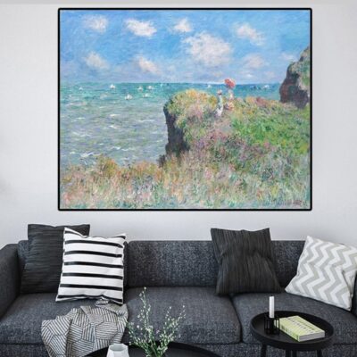 The Cliff Walk at Pourville Oil Painting by Claude Monet Printed on Canvas