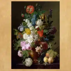 Vase of Flowers Grapes and Peaches by Jan Frans van Dael