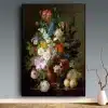 Vase of Flowers Grapes and Peaches by Jan Frans van Dael Printed on Canvas