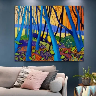 Winter Trees by David Hockney Modern Abstract Painting Printed on Canvas - Image 3