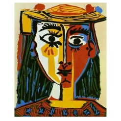Woman With Hat by Pablo Picasso Great Painting Printed on Canvas