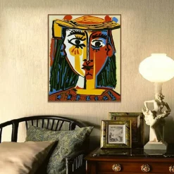 Woman With Hat by Pablo Picasso Great Painting Printed on Canvas