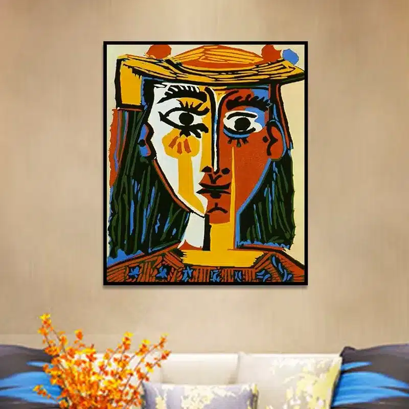Woman With Hat by Pablo Picasso Great Painting Printed on Canvas
