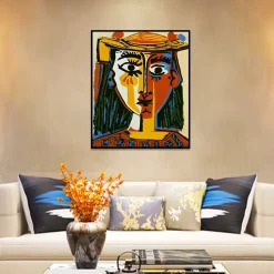 Woman With Hat by Pablo Picasso Great Painting Printed on Canvas