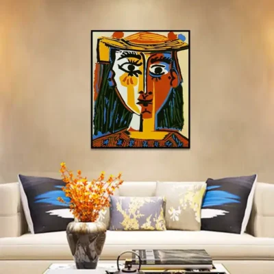 Woman With Hat by Pablo Picasso Great Painting Printed on Canvas