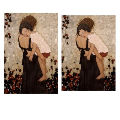 Mother and Child painting by Xi Pan Fine Art Printed on Canvas - Image 3