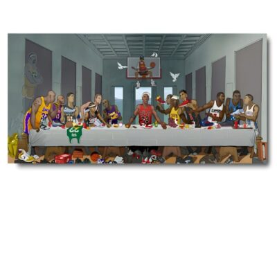Basketball Players Last Supper Painting Printed on Canvas - Image 2