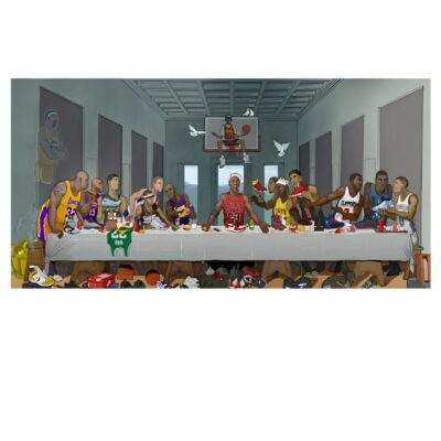 Basketball Players Last Supper Painting Printed on Canvas - Image 4