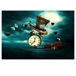 Clock Violin Butterfly Hat Surrealism Painting