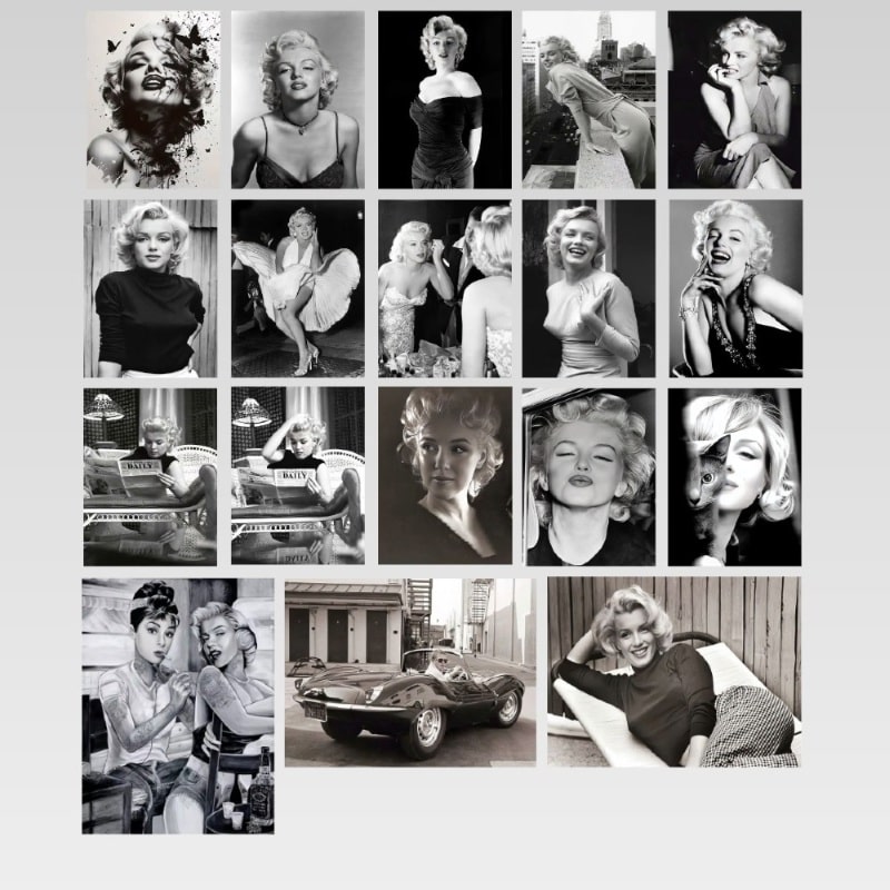 Marilyn Monroe Black & White Pictures Printed on Canvas.