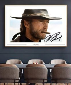 Signed Photo with Clint Eastwood Printed on Canvas