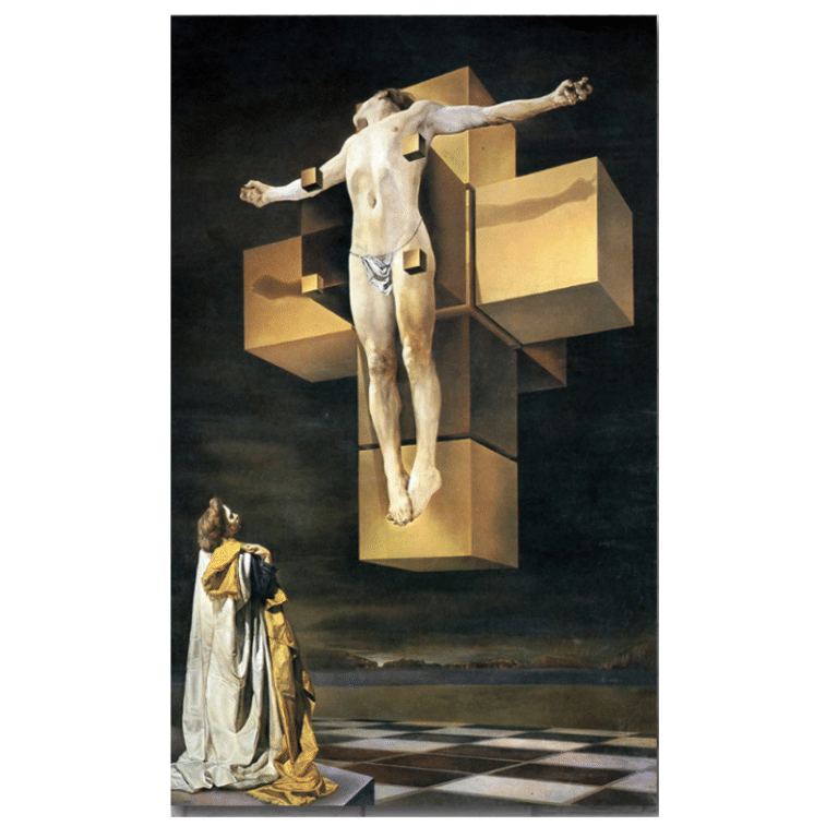 Crucifixion Corpus Hypercubus Painting By Salvador Dal Printed On   Crucifixion Corpus Hypercubus 768x768 