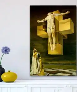 Crucifixion Corpus Hypercubus Painting by Salvador Dalí Printed on Canvas