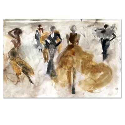 Abstract Oil Painting with Dancing People Printed on Canvas - Image 2