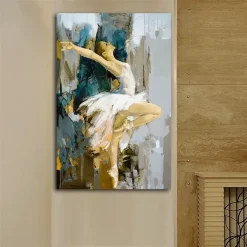 Elegant Dancing Ballerina Abstract Oil Painting Printed on Canvas - Image 3
