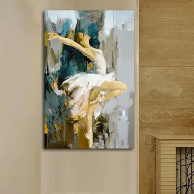 Elegant Dancing Ballerina Abstract Oil Painting Printed on Canvas - Image 3