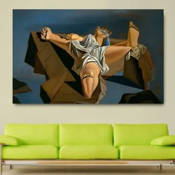 Figure on The Rocks Painting by Salvador Dalí Printed on Canvas