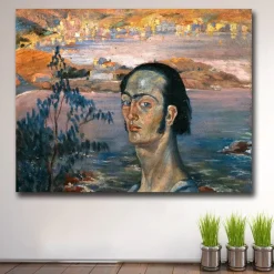 Salvador Dali Self Portrait with Raphaelesque Neck Printed on Canvas