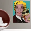 Salvador Dalí and Cat with Glasses Painting Printed on Canvas