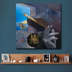 Smoker Pierrot and Columbine Blue Sky Painting Printed on Canvas - Image 3