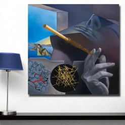 Smoker Pierrot and Columbine Blue Sky Painting Printed on Canvas