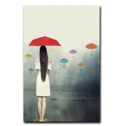Woman With Umbrella In The Rain