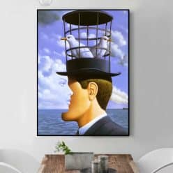 Classic Hat Painting in René Magritte Style Printed on Canvas